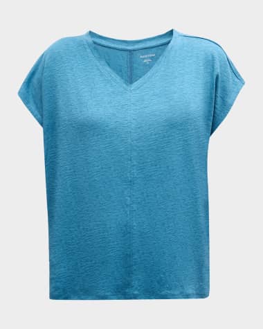 Eileen Fisher V-Neck Organic Linen Jersey Tee