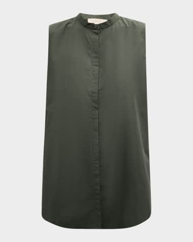 Eileen Fisher Sleeveless Organic Cotton Poplin Shirt