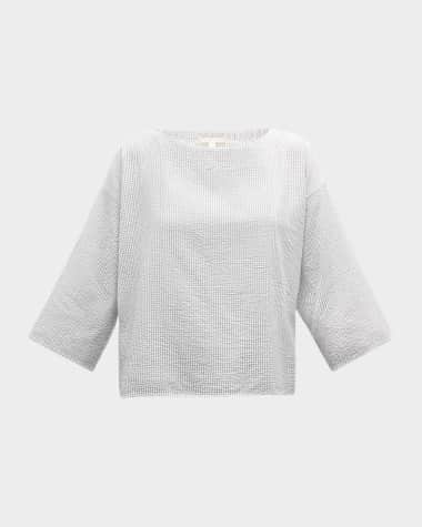Eileen Fisher Ripple Grid Organic Cotton Top