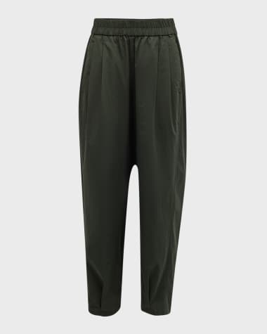 Eileen Fisher Petite Pleated Organic Cotton Poplin Ankle Pants