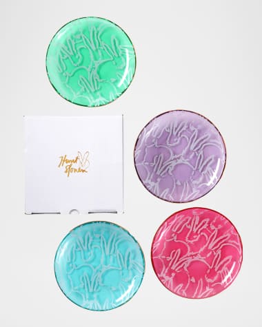 Hunt Slonem Lucky Charm Glass Plates with Gold Rim