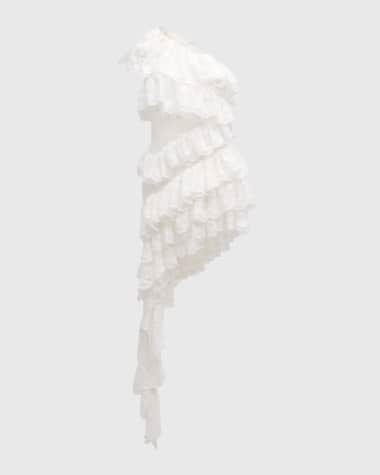 Bronx and Banco Tasmin One-Shoulder Embroidered Mini Dress