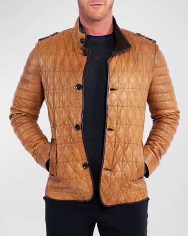 Maceoo Men's Leather Field Jacket