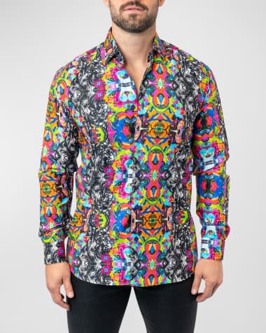 Maceoo Men's Fibonacci Acid Dog Dress Shirt