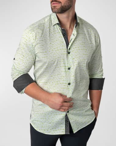anna frozen green dress hair Greveil-Cruise Green Formal Prints Premium Cotton Shirt For Men main image 1