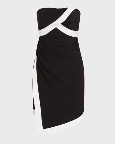 Halston Laine Strapless Two-Tone Mini Dress