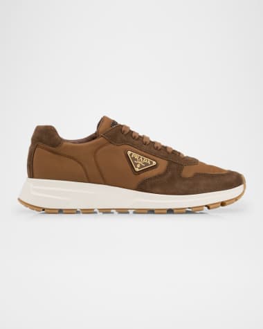 Prada Men's Prax 01 Delave Suede and Re-Nylon Sneakers