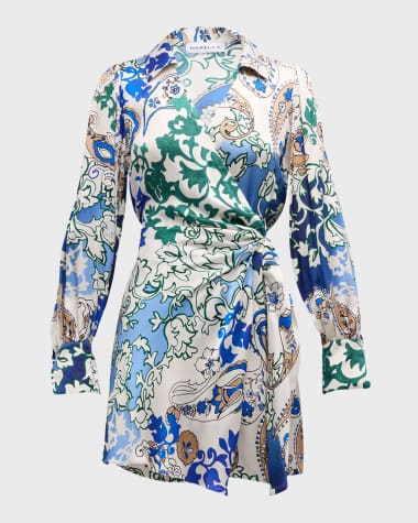 Marella Bina Paisley-Print Mini Wrap Dress
