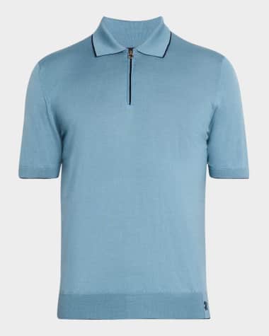 Stefano Ricci Men's Tipped Short-Sleeve Polo Sweater