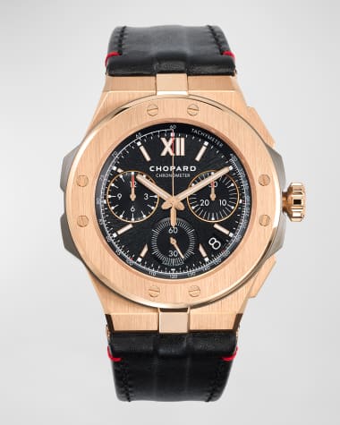 Chopard 44mm Alpine Eagle XL Chrono Watch with Leather Strap, Black