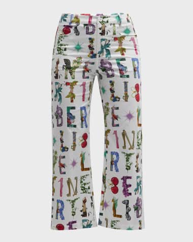 Libertine Deco Letters Wide-Leg Crop Pants