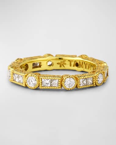 Tanya Farah Modern Etruscan Diamond Eternity Bezel Stack Ring