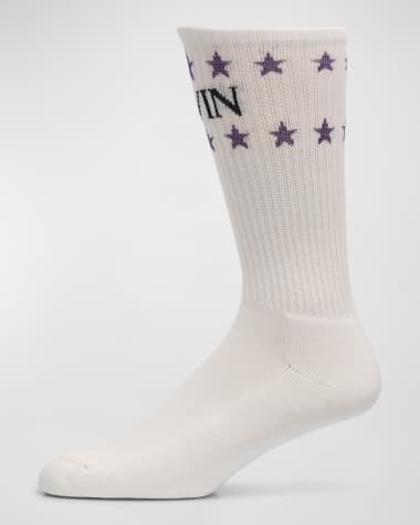 Lanvin Men's Logo and Stars Crew Socks
