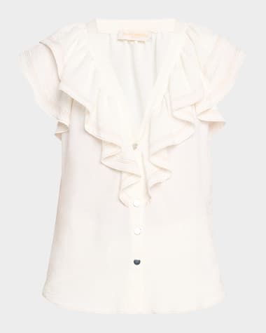 Ramy Brook Lettie Ruffle Button-Front Blouse