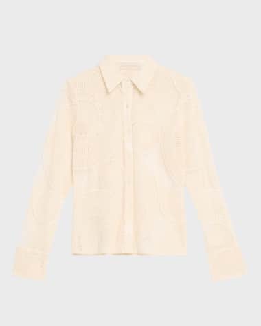 Ramy Brook Hulda Sheer Button-Front Blouse