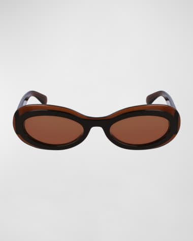 Ferragamo Classic Logo Acetate Oval Sunglasses