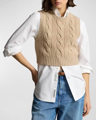 Polo Ralph Lauren Cropped Cable Wool-Cashmere Sweater