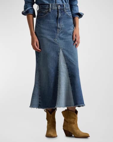Polo Ralph Lauren Deconstructed Patchwork Denim Skirt