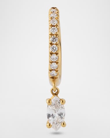 Anita Ko 18K Yellow Gold Single Diamond Huggie Earrings with Marquise Diamond Drop