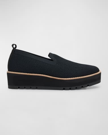 Eileen Fisher Ergos Stretch Canvas Wedge Loafers