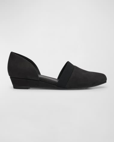 Eileen Fisher Ida Suede D'Orsay Ballerina Pumps