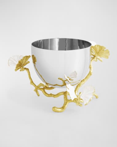 Michael Aram Butterfly Ginkgo White & Gold Nut Bowl