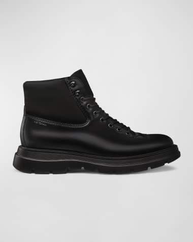 Stuart Weitzman Men's Adam Leather and Neoprene Combat Boots