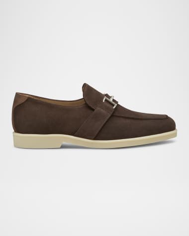 Stuart Weitzman Men's Aurelio Nubuck Twisted Bit Loafers