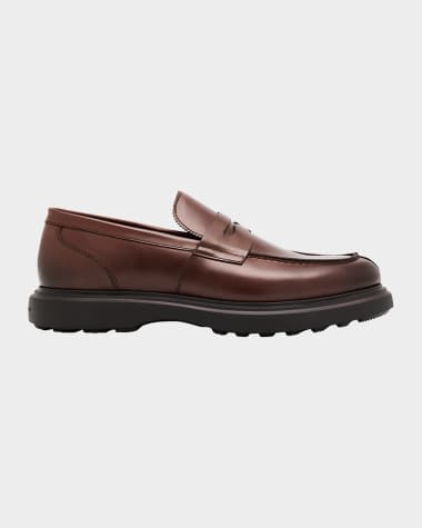 Stuart Weitzman Men's Alvin Leather Penny Loafers