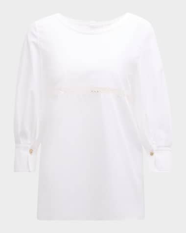 Chloe x High Summer Poplin Blouse with Netted Detailing