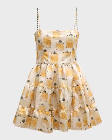 Agua by Agua Bendita Lima Bisuteria Flared Cotton Poplin Mini Dress