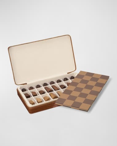 AERIN Enzo Leather Travel Chess Set