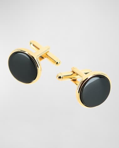 Trafalgar Men's Round Black Onyx Cufflinks