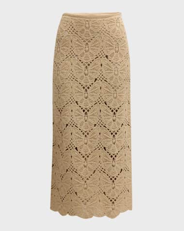 By Malene Birger Cantala Straight Side-Slit Crochet Midi Skirt