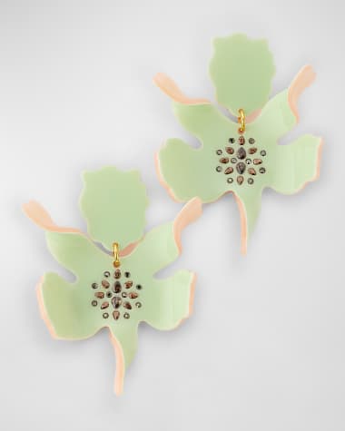 Lele Sadoughi Paper Lily Crystal Pave Earrings