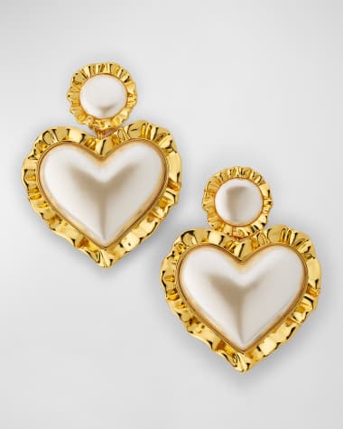Lele Sadoughi Heart Ruffle Drop Earrings