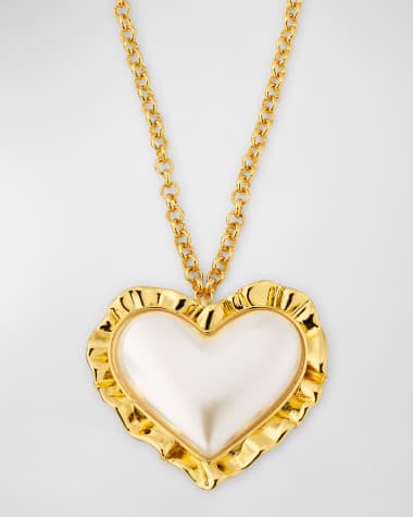 Lele Sadoughi Heart Ruffle Pendant Necklace