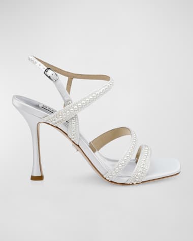 Badgley Mischka Brynlee Pearly Silk Ankle-Strap Sandals