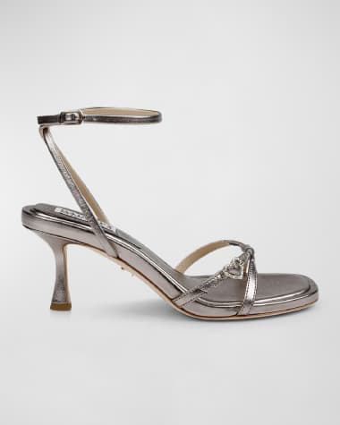 Badgley Mischka Brynna Metallic Ankle-Strap Sandals