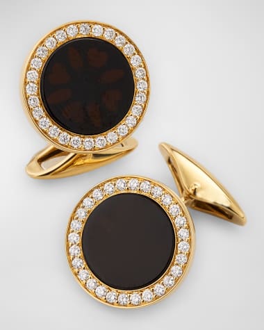 Jan Leslie Men's 18K Rose Gold Mother Of Pearl and Diamond Cufflinks