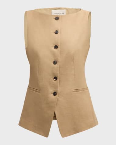 Lafayette 148 New York Bateau-Neck Linen Vest