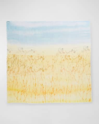 Lafayette 148 New York Marfa-Print Square Cotton-Silk Scarf