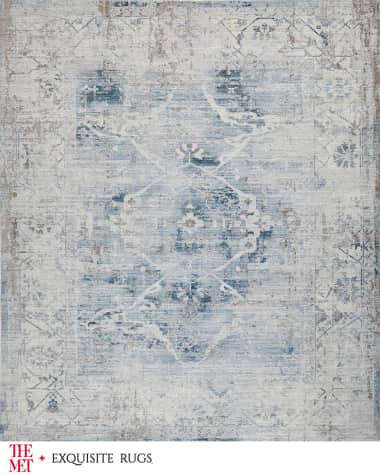 Exquisite Rugs x THE MET Vintage Loom Light Blue & Beige Rug, 12' x 15'