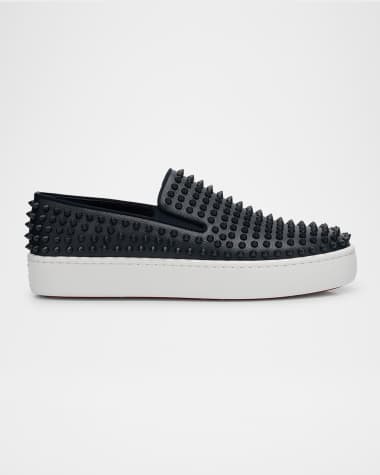 Christian Louboutin Men's Spikeboat Leather Slip-On Sneakers