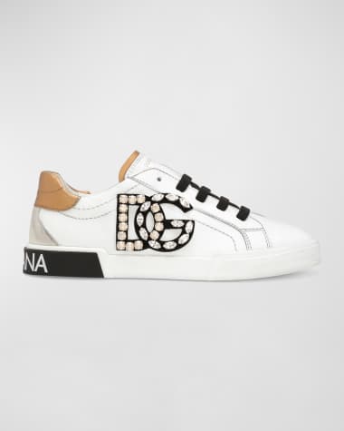 Dolce&Gabbana Girl's Embellished Logo Leather Sneakers, Toddlers/Kids