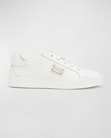 Dolce&Gabbana Kid's Logo Plaque Leather Sneakers, Toddlers/Kids