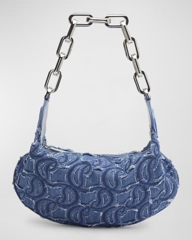 Christian Louboutin Le 54 CL Embroidered Denim Shoulder Bag