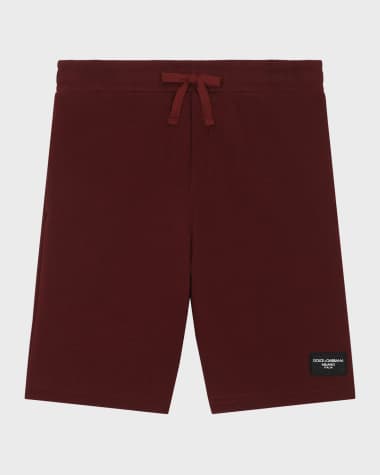 Dolce&Gabbana Boy's Logo-Plaque Jogger Shorts, Size 4-6