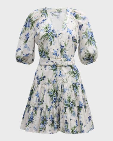 Veronica Beard Dewey Floral Button-Front Mini Dress