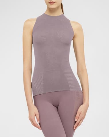 Wolford Grid Net Sleeveless Circular Knit Tank Top